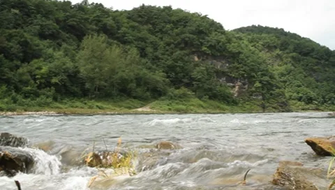 Rapid mountain stream with stones Stock Footage 8639854