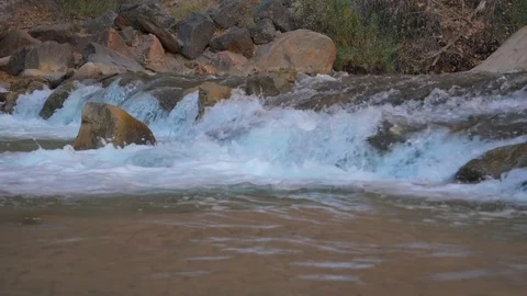 Rapid In The Mountains With Bubbling Water In A Super Slow Motion 180fps Stock Footage 84890107
