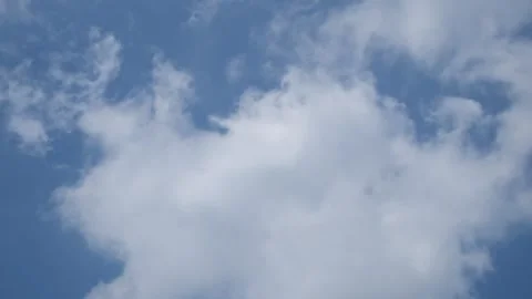 The rapid movement of white clouds towards the side of the blue sky Stock Footage 290285948