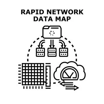 Rapid network data mapping and processing concept Illustrazione stock