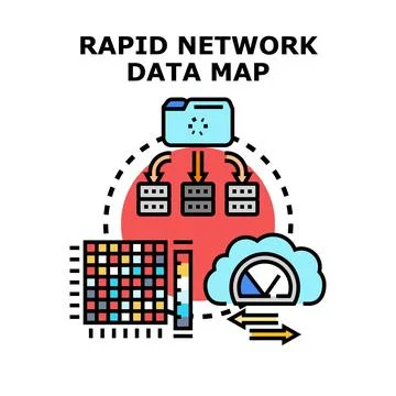 Rapid network data mapping and processing concept Illustrazione stock