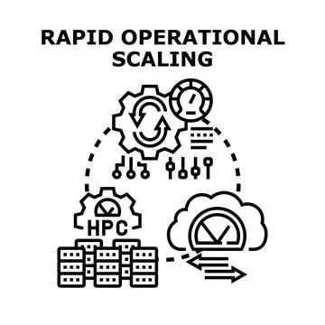 Rapid operational scaling concept with cloud computing integration Stock Illustration
