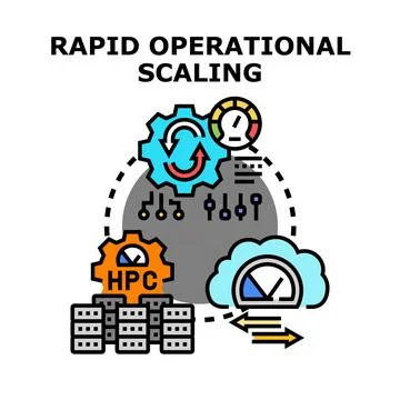 Rapid operational scaling concept with cloud computing integration Stock Illustration