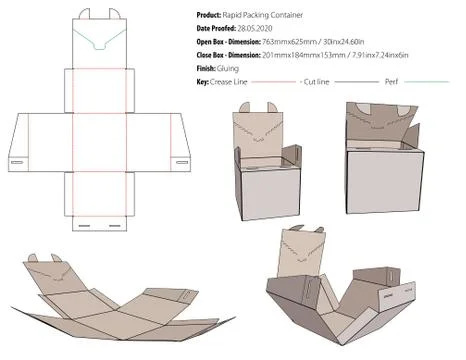 Rapid packing container packaging design template gluing die cut - vector-ep Stock Illustration
