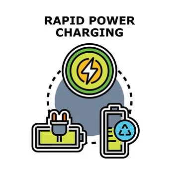Rapid power charging concept for electric device battery Stock Illustration