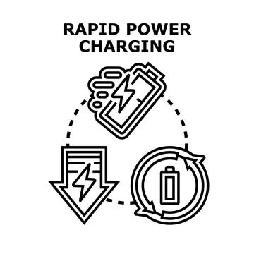 Rapid power charging process and electric battery energy cycle Stockillustratie
