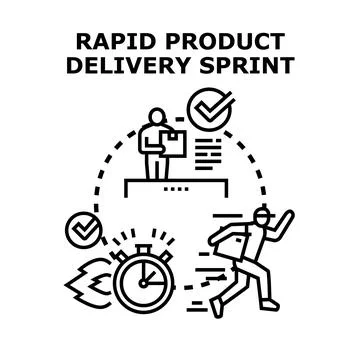 Rapid product delivery sprint development and agile process Stock Illustration