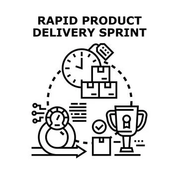 Rapid product delivery sprint process achieving success Stock Illustration