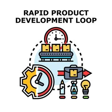 Rapid product development loop concept generating ideas quickly 库存插图