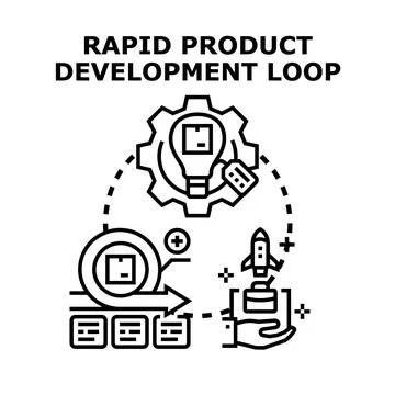 Rapid product development loop concept creating new products Stock-Illustration