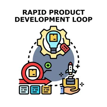 Rapid product development loop concept creating new products Stock Illustration