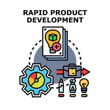 Rapid product development process lifecycle with innovation ideas Stock Illustration