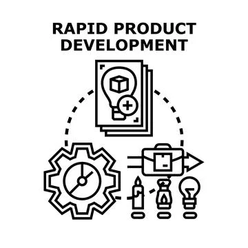 Rapid product development process lifecycle with innovation ideas Stock Illustration