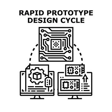 Rapid prototype design cycle engineering process Stock Illustration