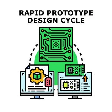 Rapid prototype design cycle engineering process Stock Illustration