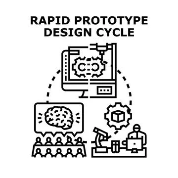 Rapid prototype design cycle engineering innovation process Stock Illustration