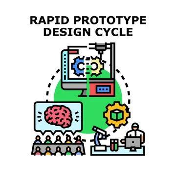 Rapid prototype design cycle engineering innovation process Stock Illustration