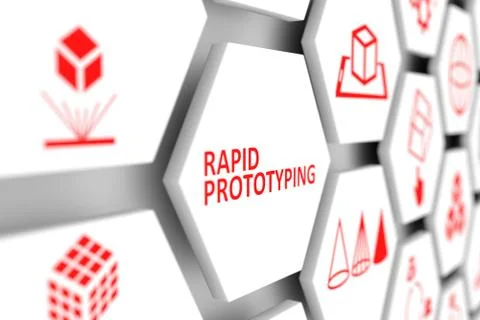 Rapid prototyping concept cell blurred background 3d illustration Stock Illustration