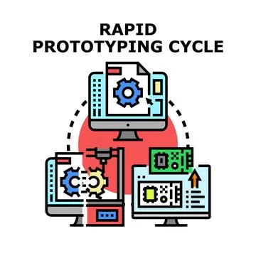 Rapid prototyping cycle concept developing product design Stock Illustration