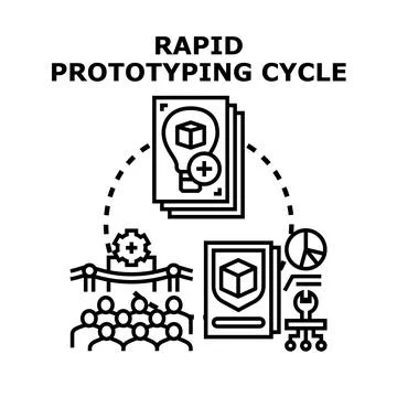 Rapid prototyping cycle developing products and ideas Stock Illustration
