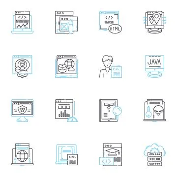 Rapid prototyping linear icons set. Innovation, Efficiency, Speed, Adaptation Stock Illustration
