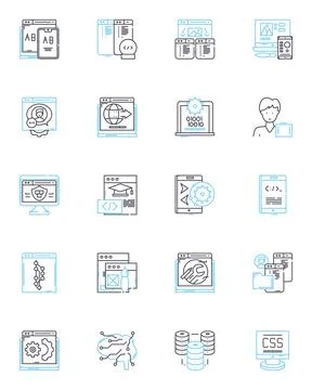 Rapid prototyping linear icons set. Innovation, Efficiency, Speed, Adaptation Stock Illustration