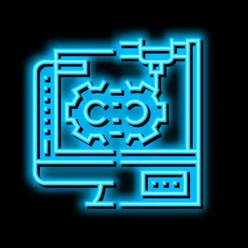 Rapid prototyping neon glow icon illustration Stock Illustration