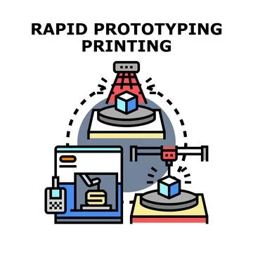 Rapid prototyping printing process concept Stockillustratie