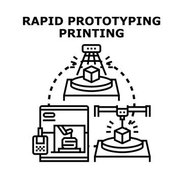 Rapid prototyping printing process concept Stockillustratie