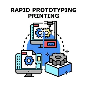 Rapid prototyping printing process creating gear model Stock Illustration