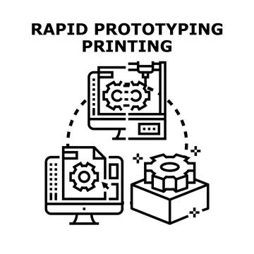Rapid prototyping printing process creating gear model Stock-Illustration