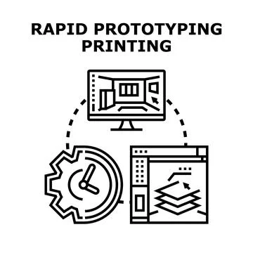Rapid prototyping printing process vector concept Stock Illustration