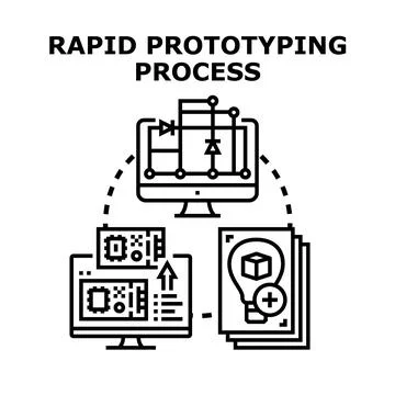 Rapid prototyping process developing new product design Stock Illustration
