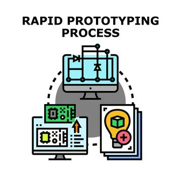 Rapid prototyping process developing new product design Stock Illustration
