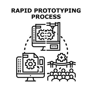 Rapid prototyping process illustrating product development workflow Stock Illustration