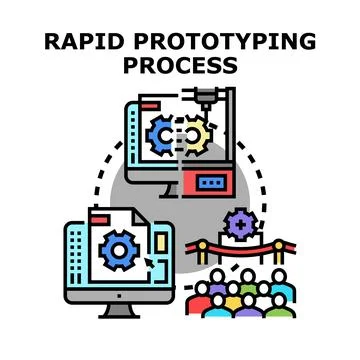 Rapid prototyping process illustrating product development workflow 스톡 일러스트