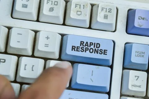 Rapid Response on the button keyboard. Stock Photos