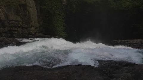 Rapid river current flowing down toward waterfall Stock Footage 119158089
