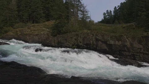 Rapid river current flowing down between the rocks Stock Footage 119158756