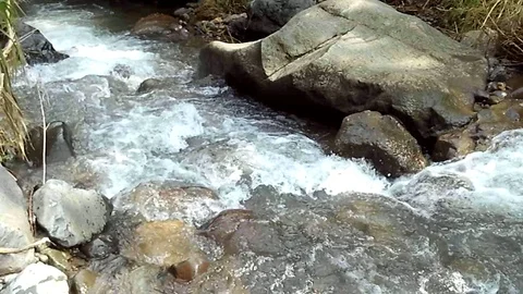 Rapid river stream from the top to below on the mountain 스톡 동영상 124195965