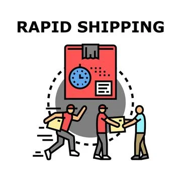 Rapid shipping delivering fast package service concept Stock Illustration