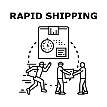 Rapid shipping delivering fast package service concept Stock Illustration