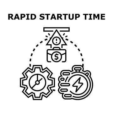 Rapid startup time process and business launch speed Stock Illustration
