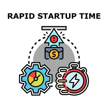 Rapid startup time process and business launch speed Stock Illustration