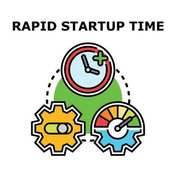 Rapid startup time system workflow concept Stock Illustration