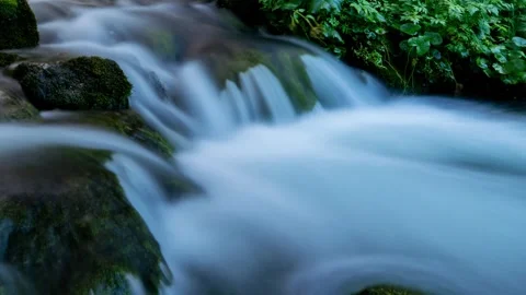 Rapid Stream Flow in Tatra's Forested - Mountain Creek Timelapse Stock Footage 308193301