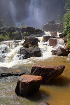 Rapid stream flowing at Chambok Waterfall in Kampong Speu Cambodia Stock Photos