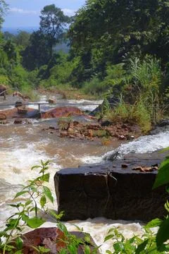 Rapid stream flowing at Chambok Waterfall in Kampong Speu Cambodia Stock Photos