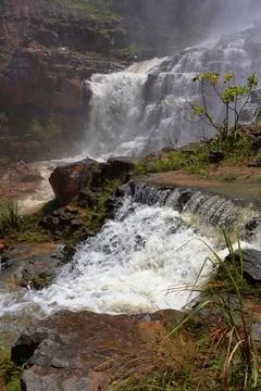 Rapid stream flowing at Chambok Waterfall in Kampong Speu Cambodia Stock Photos