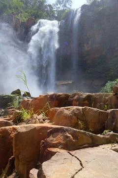 Rapid stream flowing at Chambok Waterfall in Kampong Speu Cambodia Stock Photos